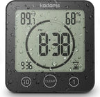 KADAMS Shower Clock Waterproof Bathroom Timer – Digital Wall Clock with Countdown, Magnetic Kitchen Clock with Temperature & Humidity, Suction Cup for Kids Shower Spa Cook Bath (Black)