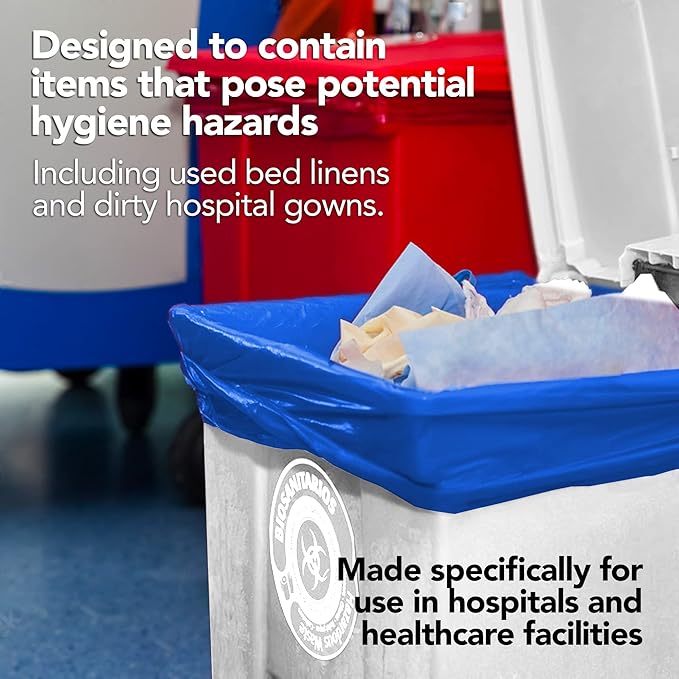 RESILIA Heavy Duty Soiled Linen Bags - Hospital Waste Disposal, Laundry Bag, Trash Liner, Sanitary Storage, OSHA Approved, 40 Gallon - 200 Bags, 38" W x 44" L, 1 Mil, 0.001 Inch, Made in the USA