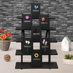 101pcs 5-Tier Wood Earring Display Stand, Retail Display Riser Earring, Ring Holder Stand, Removable Countertop Small Merchandise Display Stand with 100 Pcs Earring Card (Brown color)