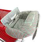 2-in-1 Shopping Cart and High Chair Cover for Baby, Padded Cover, Fold'n Roll Style, Portable with Carry Bag (Gray Grid)