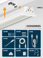 Upgrade Hanging | Surface Mount 4' Led Shop Lights for Workshop 4FT 10pack, Super Bright 10000LM 5000K 60W Linkable 4FT Led Shop Light for Workshop Garage Factory Warehouse Shop Workbench
