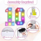 Marquee Numbers 10th Birthday Decoration: Colorful 3FT Large Light Up 10 Year Old Birthday Decorations Anniversary Backdrop Cardboard Sign 18 Colors Number 10 Mosaic Balloon Frame