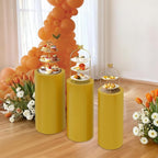 3Pcs Metal Pedestal Stand for Party, Large Gold Cake Stand, Pedestal Display Plinth Pillars for Wedding Ceremony Birthday Party Art Decor, Column Decorative Cube for Wedding Dessert Table Display