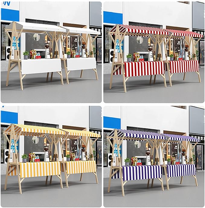 Outdoor Vendor Cart, Wooden Lightweight Farmers Market Stalls/Concession Stand Booths, Foldable Vendor's Stall, Portable Food Display Stand for Market(Red,120 * 60 * 200cm)