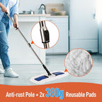 24" Heavy-Duty Commercial Dust Mop for Hardwood Floors & Large Areas - with 2 Microfiber Pads, Reinforced Telescoping Handle for Stable Cleaning in Homes, Garages & Commercial Spaces