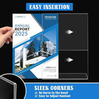 Laerjin Acrylic Sign Holder 8.5 x 11 - 10 Pack Clear Slanted L-Shaped Display Stand, Flyer & Menu Frame, Side Loading Paper Signage Holder - Office, Restaurant, Trade Show Use