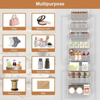 Over The Door Organizer, 8-tier Metal Door Organizer Hanging with Adjustable Baskets, Behind The Door Storage for Bedroom Closet Bathroom Pantry Cabinet Kitchen, White