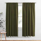 PONY DANCE Light Block Curtains - 42 inches Width x 72 Length Olive Green Light Block Curtain Panels Window Covering Thermal Insulated Christmas Drapes for Home Decoration, 2 Pieces