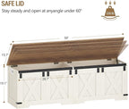59" Storage Chest, Large Storage Trunk with 2 Hinges, Farmhouse Wooden Box Bench, Lift-Top Organizer Chest, Entryway Trunk for Bedroom, Living Room, White and Brown SB15014X