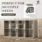 Fencer Wire 13-Inch Cube Storage Organizer Shelf, with Extra Thick Exterior Edge, Room Open Storage Shelf Divider, Bookcase, 6-Cube / 8-Cube / 9-Cube, Colors Available in Rustic Grey Oak and White