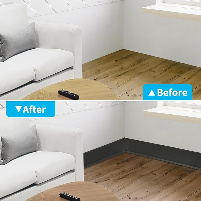 Art3d 20ft Vinyl Wall Baseboard Trim Peel and Stick for Wall Edges, Furniture Decoration, Wall Molding Trim Black