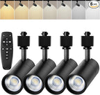 Black 20W Track Lighting Heads,2700K-6500K Stepless Dimming H Type LED Track Light Heads Dimmable Rail Ceiling Spotlight Fixtures Accent,CRI90+ 24° 1800LM,4 Pack