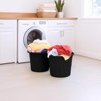 HOMZ 2-Pack Utility Tub, Large Plastic Storage Bucket with Rope Handles, 17 Gallon, Black - Portable Indoor and Outdoor Buckets for Kitchen, Laundry, Garden, Bathroom, and Garage Organization
