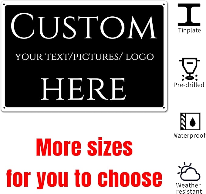 Custom Sign, Custom Metal Signs Personalized，Aluminum Weatherproof Metal Sign Multiple Sizes, Customize for yardz, Business, Workplace, office, Home, Delivery Signs(16 * 12 Inch)