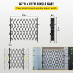 VEVOR Single Folding Security Gate, 7 ft H x 7 ft W Folding Door Gate, Steel Accordion Security Gate, Flexible Expanding Security Gate, 360° Rolling Barricade Gate, Scissor Gate/Door with Padlock