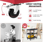 Goplus 3-Tier Utility Cart, Heavy Duty Commercial Service Tool Cart w/Lockable Wheels, 330lbs Load Capacity, Ergonomic Handle, Rolling Mechanic Tool Cart Storage Organizer for Warehouse Garage Red