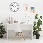 Geevon 16 Inch Atomic Wall Clock - Self-Setting Analog Clock with Automatic Time Sync - Battery Operated for Home Office School - Silver Frame