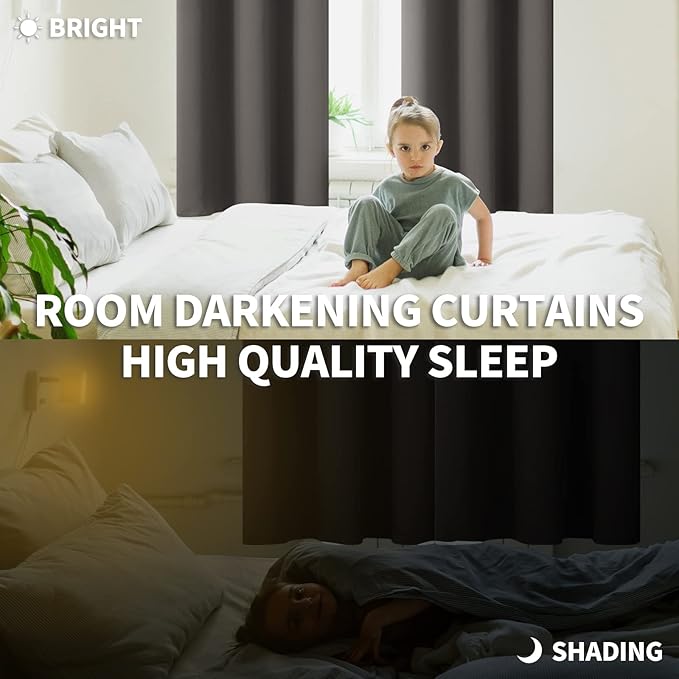BGment Blackout Curtains for Bedroom - Grommet Thermal Insulated Room Darkening Curtains for Living Room, Set of 2 Panels (52 x 54 Inch, Grey)