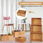 Barydat Set of 5 Wood Crates for Display Decorative Nesting Wooden Crate Storage with Handles Vintage Farmhouse Style Decorative Boxes Multipurpose Fruits Vegetables Boxes(Brown,Classic)