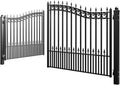 ZUMI Dual Swing Driveway Gates, 14x6 ft. Outdoor Steel Swing Gates for Driveway, Heavy-Duty Driveway Fence Gates for Home Security, Weatherproof Iron Security Gate Kit for Outdoor, Sydney