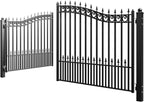 ZUMI Dual Swing Driveway Gates, 14x6 ft. Outdoor Steel Swing Gates for Driveway, Heavy-Duty Driveway Fence Gates for Home Security, Weatherproof Iron Security Gate Kit for Outdoor, Sydney