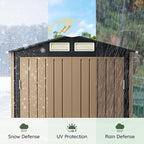 5x3 FT Outdoor Metal Storage Shed with Floor Frame, Double Door, 1 Clear Window, Tool Shed for Garden, Patio, Backyard Brown