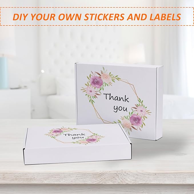 HORLIMER 13x10x2 Shipping Boxes Set of 30, White Corrugated Cardboard Mailer Box for Packing Small Business