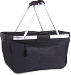 Picnic Basket, SIYUAN Collapsible Shopping Basket 24L Portable Grocery Basket with 2 Handles Reusable Folding Market Basket Leak-Proof Laundry Basket for Travel, Black