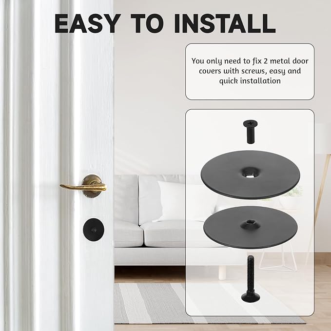 3 Sets Door Hole Cover Plate, Door Knob Cover Door Knob Plate 2-5/8" Diameter Black Door Knob Covers Door Hole Filler Plate for Home Security (3, Black)