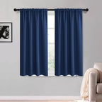 KGORGE Black Out Curtains 54 inch Long for Bedroom, Thermal Insulated Room Darkening Noise Reducing Curtains for Living Room Nursery, Back Tab Rod Pocket, W52 x L54 inches, Blue, 2 Panels