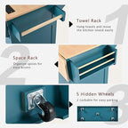 Merax 55.7" Large Kitchen Cart Island on Wheels with 2 Drop Leaf,Power Outlet,3 Drawers,Wood Cabinet for Dining Room