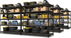 PrimeZone 48" x 24" x 72" Heavy Duty 5 Tier Adjustable Garage Storage Shelving, Metal Utility Rack Shelf Unit for Warehouse Pantry Closet Kitchen, Black, 6 Pack