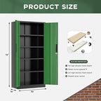 Greenvelly Metal Storage Cabinet, 72" Locking Metal Garage Storage Cabinet with Doors and 4 Adjustable Shelves, Lockable Steel Cabinet for Home Office, Garage, Shop, School (Green 32" W x 16" D)