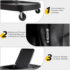 ALANNG Cleaning Cart for Housekeeping & Commercial Use, Janitorial Service Cart with 15 Disposable Trash Bags, Hotel Office School Cleaning Trolley (Black, 1 Pack)