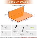 9 Inch Orange Wall Shelves, Acrylic Wall Mounting Ledges Display, Acrylic Display Wall Shelf for Funko Pop Figures, Collectibles, Plants, Décor, Toiletries, Spices, 2 Pack