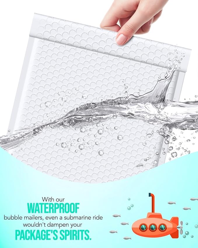 GSSUSA White Bubble Mailers 8.5X12 Inches 500 Pack, Padded Poly Bubble Mailer, Large padded Envelopes Strong Adhesion Bubble Envelopes,Self-Seal Mailing Envelopes for Small Business,Package Supplies