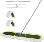 48-Inch Commercial Dust Mop for Hardwood Floors, Large Dry Mop with 2 Pcs Reusable Cotton Yarn Head, Telescopic Stainless Steel Handle - Ideal for Industrial Floor Cleaning, Marble,