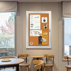 36x24 Inch Lockable Outdoor Enclosed Bulletin Board, Weatherproof Cork Noticeboard with Locking Door, Tamperproof Wall-Mounted Aluminum Frame Notice Poster Memo Board