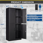 71” Metal Storage Cabinet-Lockable File Garage Tool Cabinets with Doors and Shelves-Tall Black Steel Cabinet for Garage-Heavy Duty File Storage for Office, Gym, School