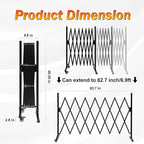 SMONTER Expandable Barricade Gate, 82" Metal Safety Barrier Gate with Casters, Accordion Garden Yard Fence Portable Dog Gates with Latch Indoor Outdoor
