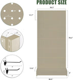 Pegboard Display Stand, Gondola Retail Shelving Wall Display for Convenient Grocery Office Supply or Liquor Stores, Single Side Peg Board Panels, Extra 20 Pieces Hooks, Cream Color