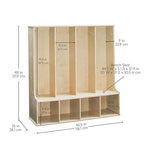 Factory Direct Partners 13139-NT Birch 4-Section Coat Locker with Bench, Storage Cubbies and Coat Hooks - Natural