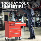 5-Drawers Garage Tool Chest, Large Capacity Tool Cabinet Heavy Duty Mechanic Rolling Tool Box Metal Locking Tool Cart with Drawers and Wheels for Storage