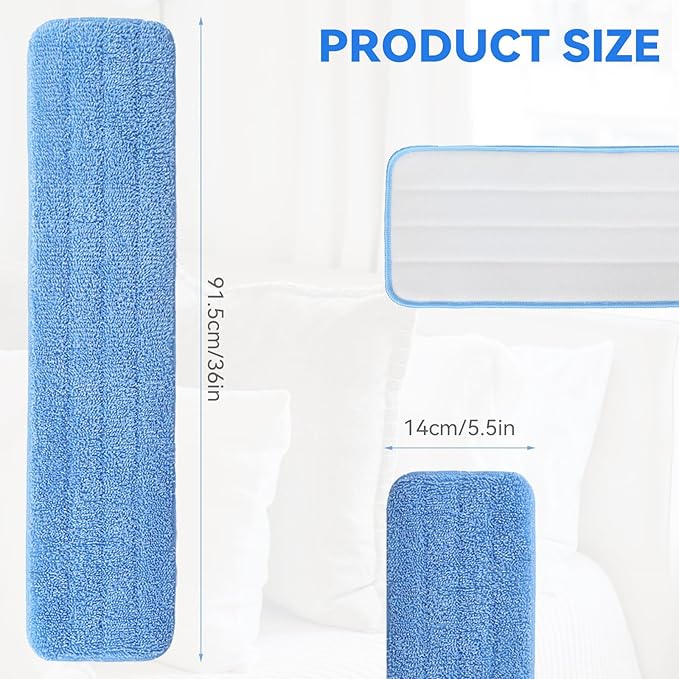 36" Microfiber Pad for Rubbermaid Commercial 36 Inch Mop Head - 6 Pack Replacement Wet & Dry Commercial Reusable Cleaning Mop Refills Fit for Any Microfiber Flat Mop System 36"