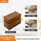 Bed Risers, Furniture Raise Blocks, 3 inch Stilts Heavy Duty for Bed Couch Desk Sofa Table Lifts, Furniture Legs Lifters Support up to 1300 Lbs (Brown, 4 Pack Set)