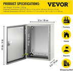 VEVOR Electrical Enclosure Box, 16'' ×12'' ×6'', Carbon Steel Hinged Junction Box, IP66 Waterproof & Dustproof, Outdoor Electrical Box, with Mounting Plate