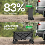 VIVOSUN Collapsible Folding Wagon, 350 lb Load-Bearing Outdoor Utility Cart with Silent Universal Wheels, Cup Holders &Side Pockets, Adjustable Handle, for Camping, Garden, Sports, Picnic, Shopping