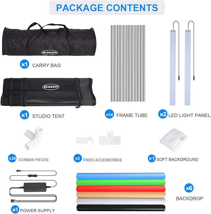 Photo Studio Light Box Photography 32"x32" with 100 LED and 6 Colors Backdrops Photo Box with Lights, Foldable Picture Box for Product Photography with 6500K Brightness
