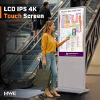 MWE 55 Inch 4K Touchscreen Kiosk, Indoor Floor Standing Digital Signage Displays, Advertising Display LCD Totem, Interactive Display Poster Android System with Auto Media Player-White