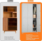 Aobabo Metal Locker for Employees, 6 Doors Metal Locker Cabinet with Lock, Industrial Storage with 18 Hooks, Storage for Office, Gym, Dormitory, Assembly Required, Light Grey